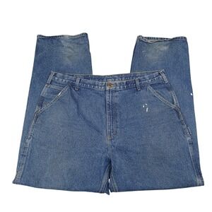 Carhartt B237 DST Mens Blue Denim Carpenter Jeans‎ Original Fit 42x34 Work Pants